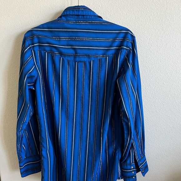 Wrangler Men's Western Fashion Snap Shirt With Metallic Stripes Size Small - Picture 2 of 6
